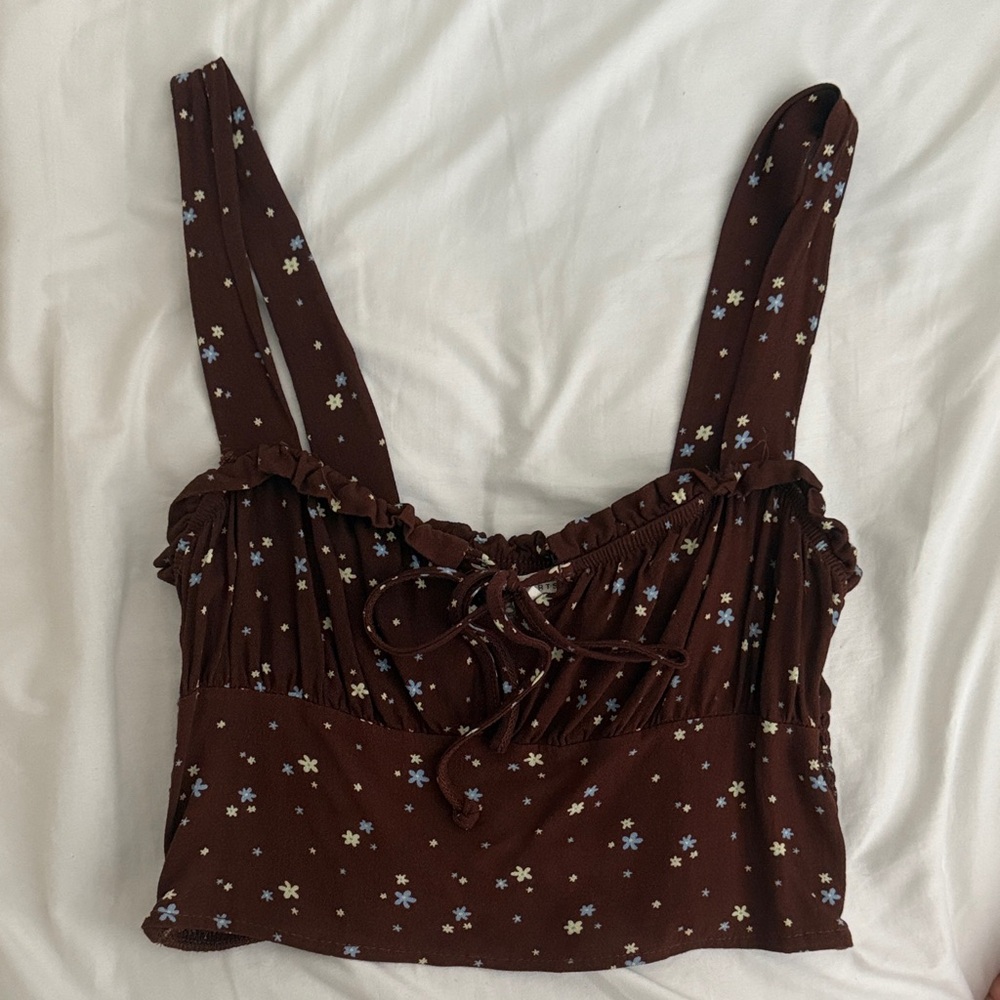 Pacsun La Hearts Brown Floral Tank Top
